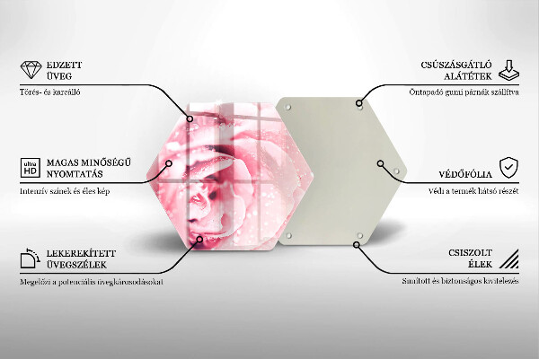 Tabla de cortar de vidrio Gotas de rocío y flor de rosa