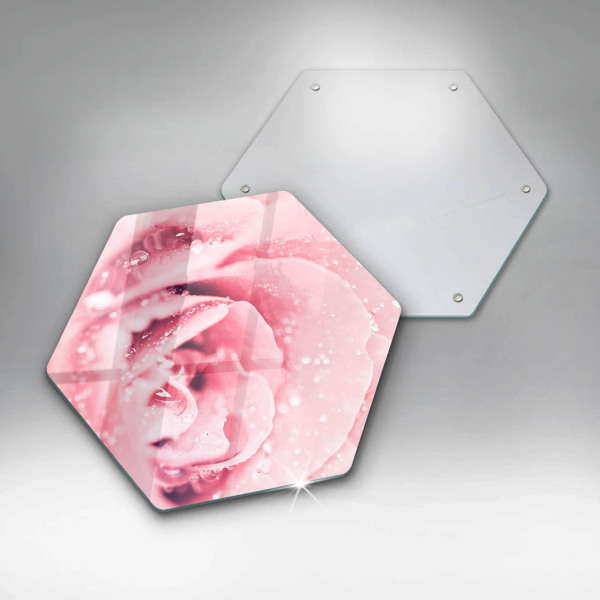 Tabla de cortar de vidrio Gotas de rocío y flor de rosa