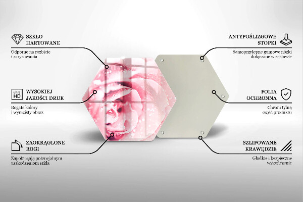 Tabla de cortar de vidrio Gotas de rocío y flor de rosa