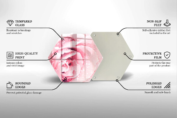 Tabla de cortar de vidrio Gotas de rocío y flor de rosa