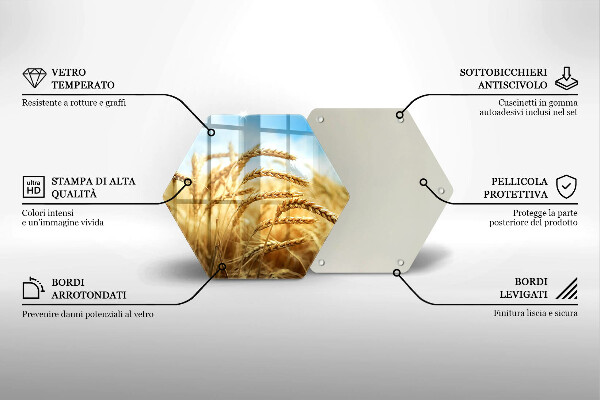 Tabla de cortar de vidrio Espigas de cereales en el campo