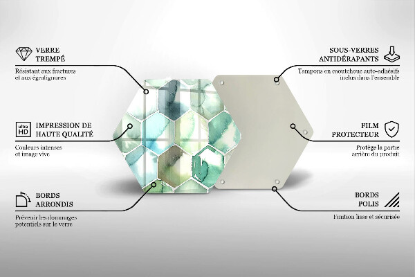 Tabla de cortar de vidrio Hexágonos de acuarela