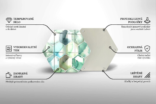 Tabla de cortar de vidrio Hexágonos de acuarela