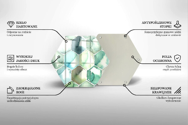 Tabla de cortar de vidrio Hexágonos de acuarela