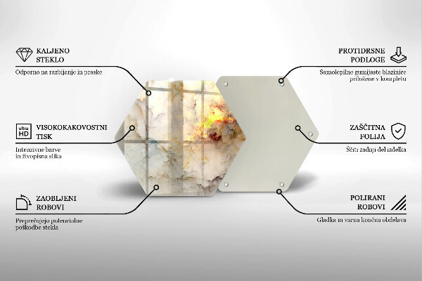 Tabla de cortar de vidrio Textura de mármol con oro
