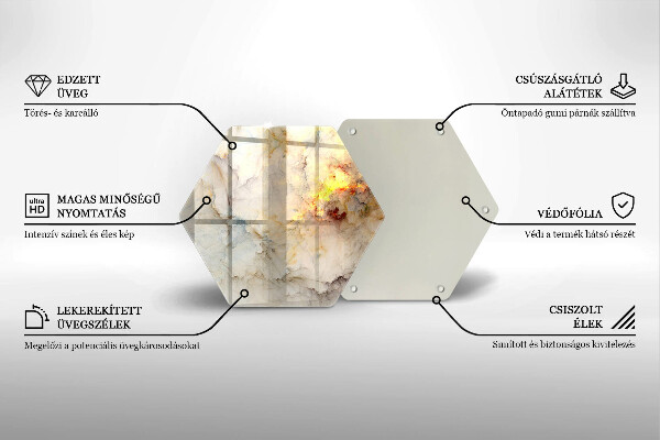 Tabla de cortar de vidrio Textura de mármol con oro