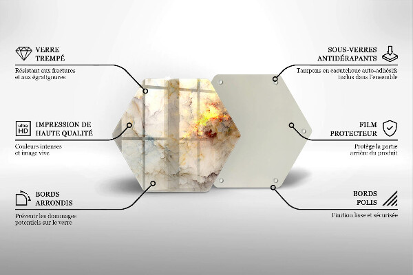 Tabla de cortar de vidrio Textura de mármol con oro