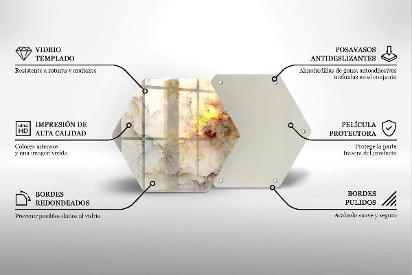 Tabla de cortar de vidrio Textura de mármol con oro