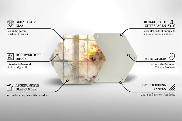 Tabla de cortar de vidrio Textura de mármol con oro