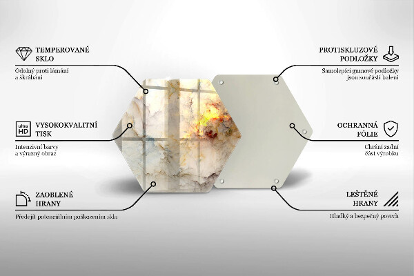 Tabla de cortar de vidrio Textura de mármol con oro