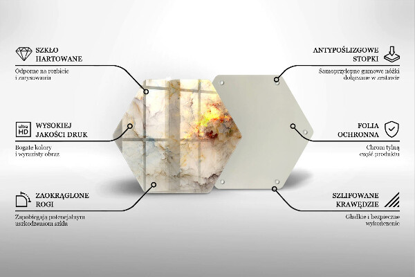 Tabla de cortar de vidrio Textura de mármol con oro