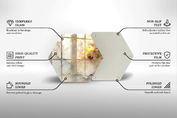 Tabla de cortar de vidrio Textura de mármol con oro