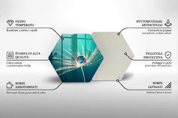 Tabla de cortar de vidrio Rocío sobre un diente de león