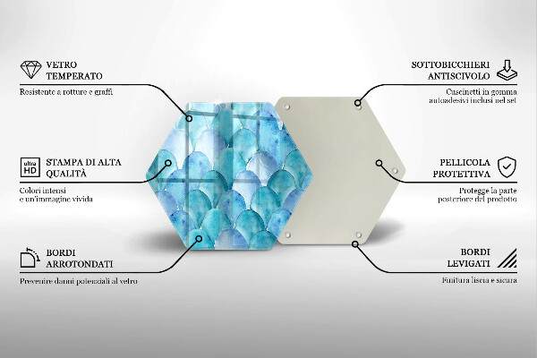 Tabla de cortar de vidrio Escamas de acuarela