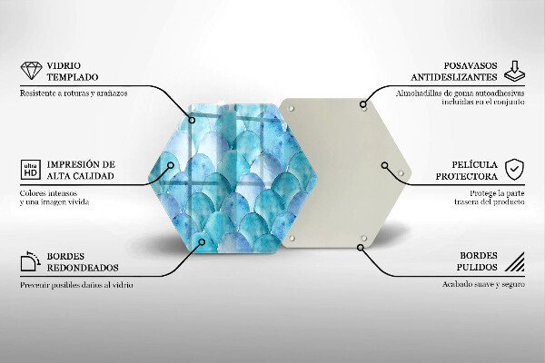 Tabla de cortar de vidrio Escamas de acuarela