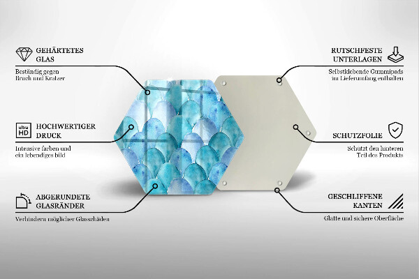 Tabla de cortar de vidrio Escamas de acuarela