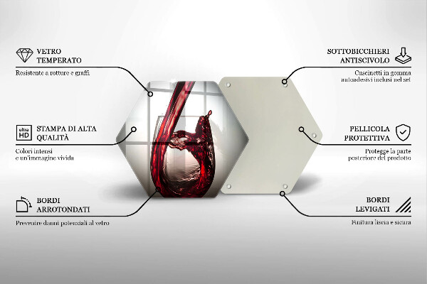 Tabla de cortar de vidrio Copa y vino tinto