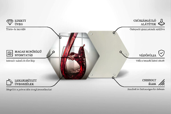 Tabla de cortar de vidrio Copa y vino tinto