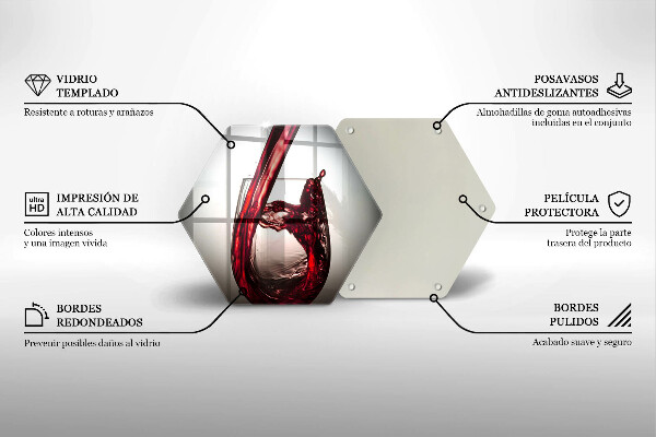 Tabla de cortar de vidrio Copa y vino tinto