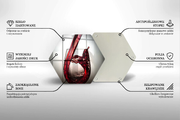 Tabla de cortar de vidrio Copa y vino tinto