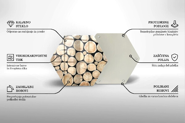 Tabla de cortar de vidrio Troncos de madera