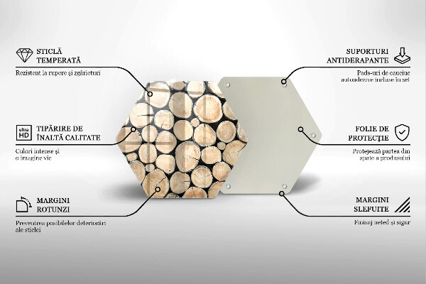 Tabla de cortar de vidrio Troncos de madera