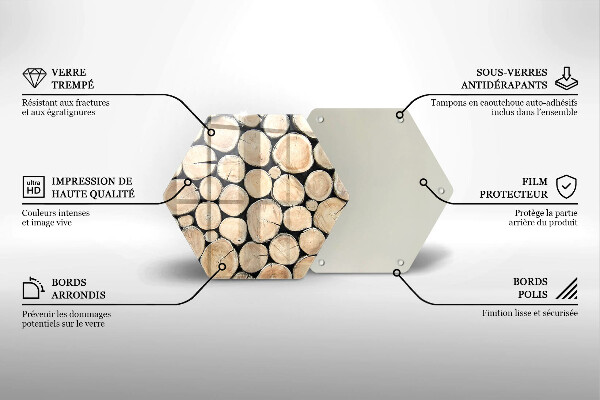 Tabla de cortar de vidrio Troncos de madera