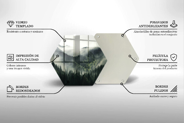 Tabla de cortar de vidrio Paisaje de bosque y niebla