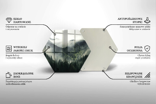 Tabla de cortar de vidrio Paisaje de bosque y niebla