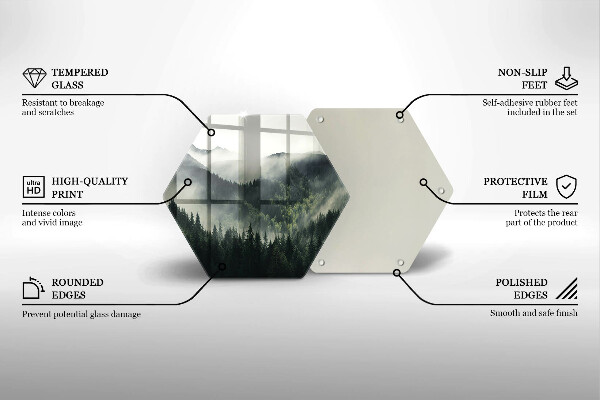 Tabla de cortar de vidrio Paisaje de bosque y niebla