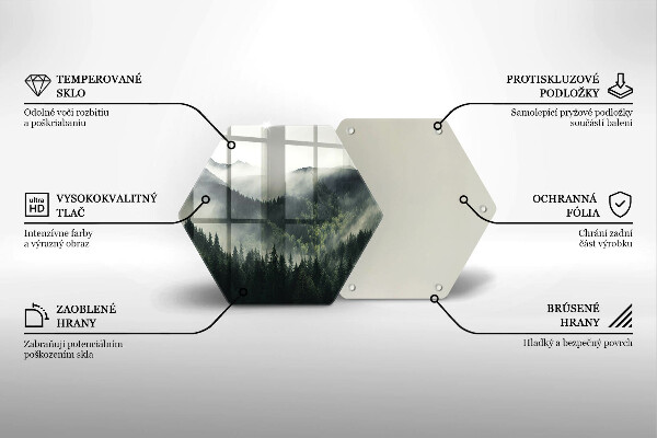 Tabla de cortar de vidrio Paisaje de bosque y niebla