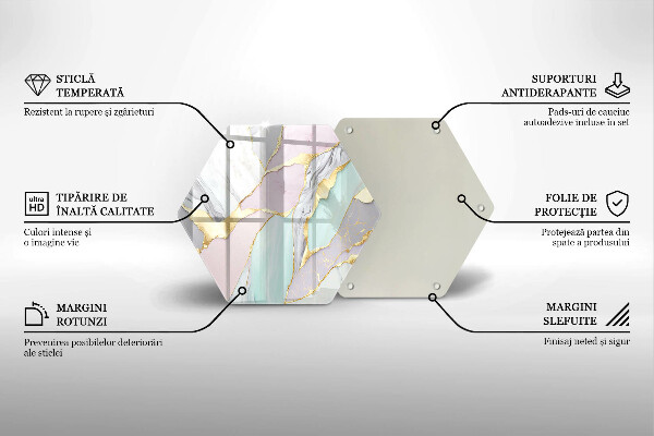 Tabla de cortar de vidrio Mármol pastel