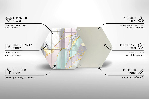 Tabla de cortar de vidrio Mármol pastel