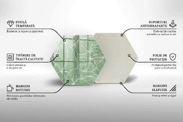 Tabla de cortar de vidrio Hojas lineales
