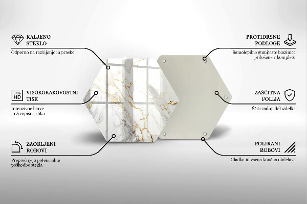 Tabla de cortar de vidrio Mármol claro con oro