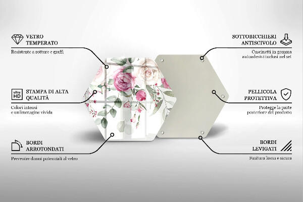 Tabla de cortar de vidrio Rosas acuarelas