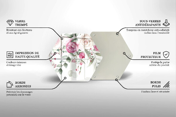 Tabla de cortar de vidrio Rosas acuarelas