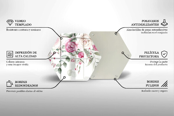 Tabla de cortar de vidrio Rosas acuarelas