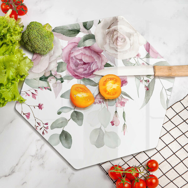 Tabla de cortar de vidrio Rosas acuarelas