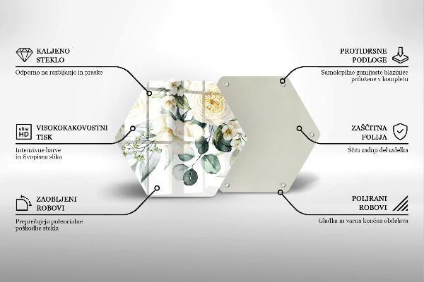 Tabla de cortar de vidrio Flores de acuarela