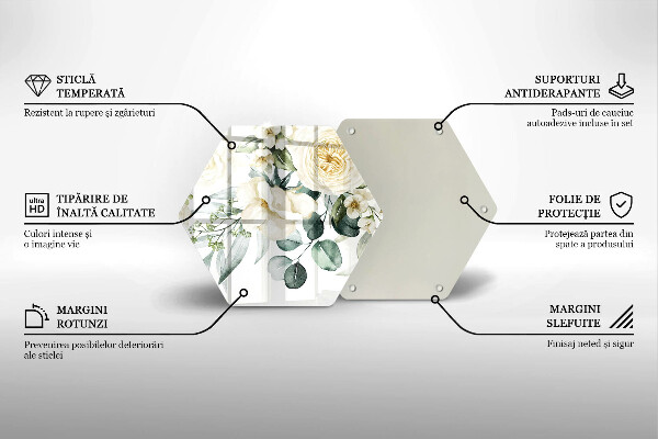 Tabla de cortar de vidrio Flores de acuarela