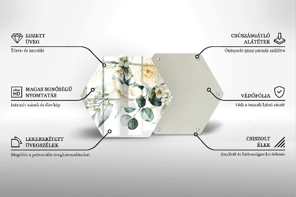 Tabla de cortar de vidrio Flores de acuarela