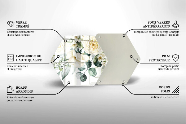 Tabla de cortar de vidrio Flores de acuarela