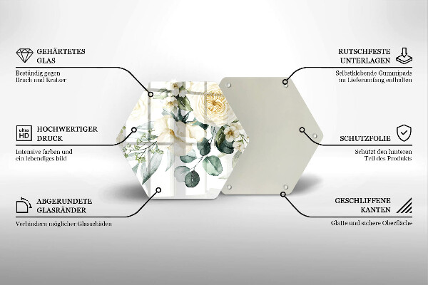 Tabla de cortar de vidrio Flores de acuarela