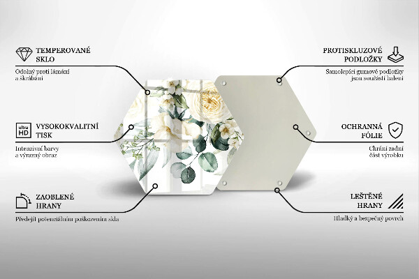 Tabla de cortar de vidrio Flores de acuarela