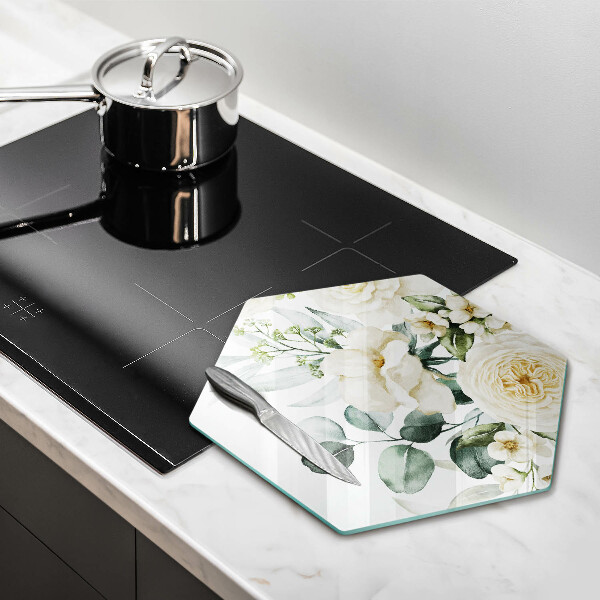 Tabla de cortar de vidrio Flores de acuarela