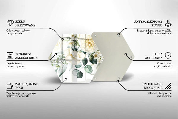 Tabla de cortar de vidrio Flores de acuarela