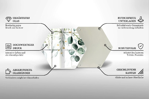 Tabla de cortar de vidrio Plantas de acuarela