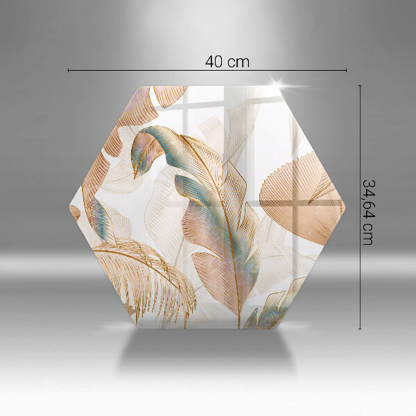 Tabla de cortar de vidrio Plumas y hojas boho