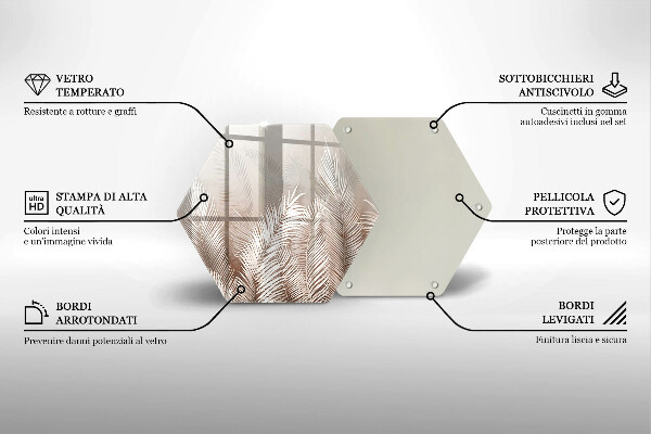 Tabla de cortar de vidrio Hojas de vegetación boho